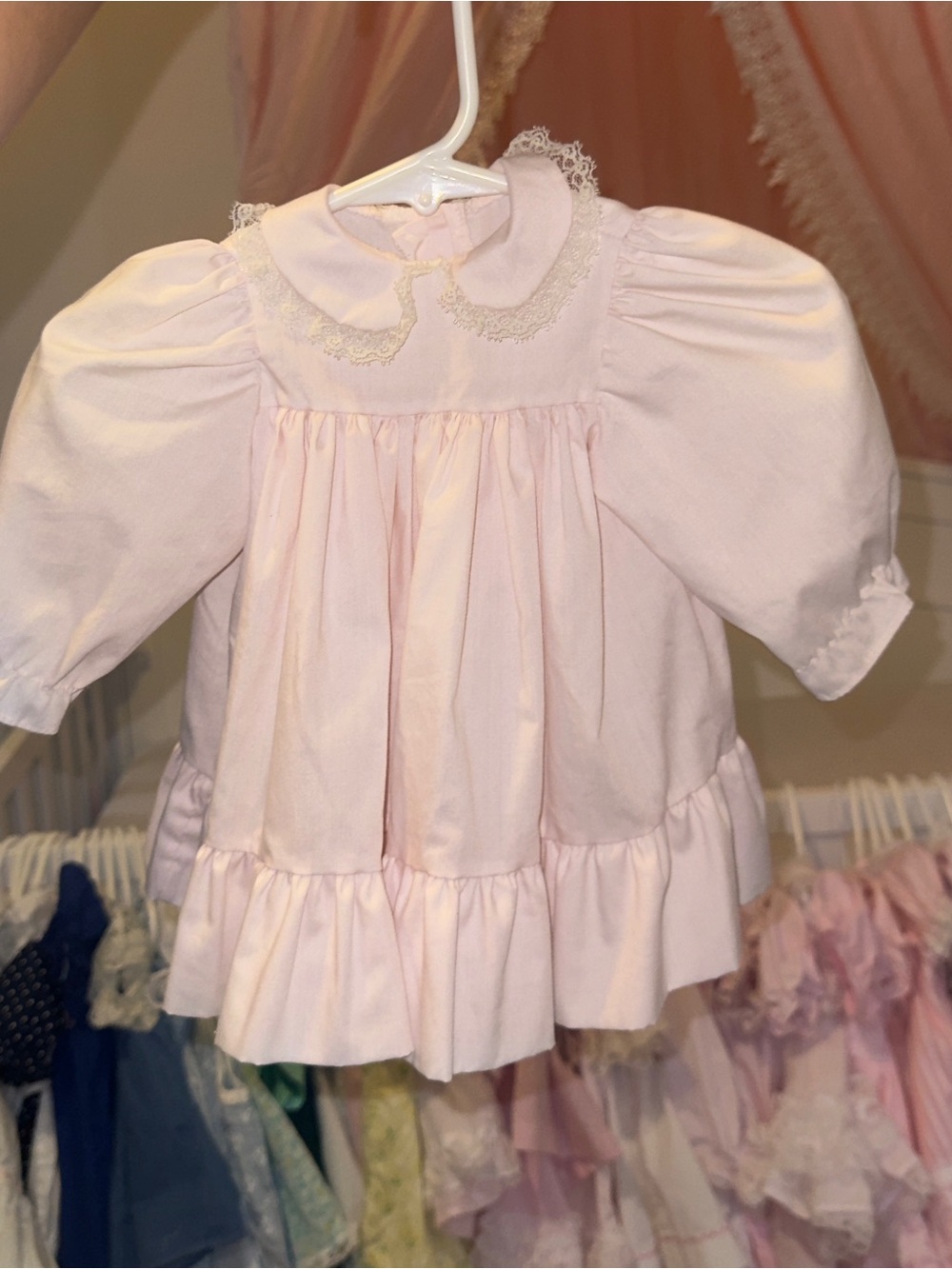 Vintage Pink Infant Dress with Lace Collar